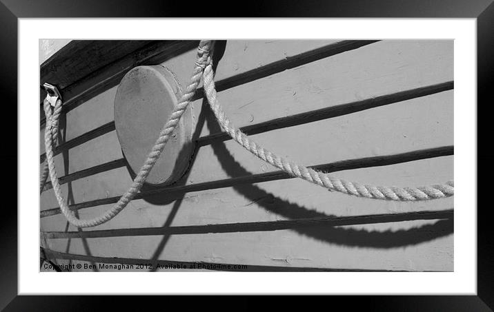 Lifeboat rope shadows Framed Mounted Print by Ben Monaghan