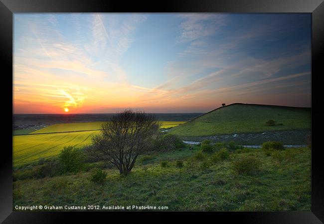 Ivinghoe Beacon Sunset Framed Print by Graham Custance