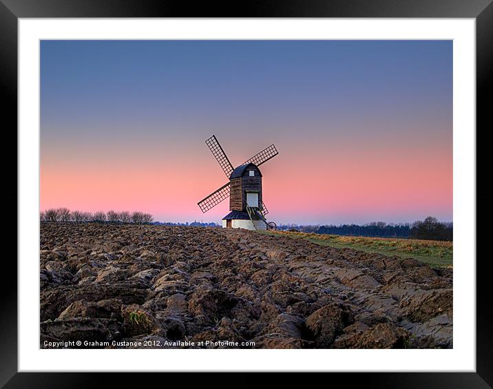 Pitstone Windmill Sunset Framed Mounted Print by Graham Custance