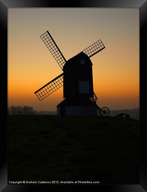 Windmill Silhouette Framed Print by Graham Custance