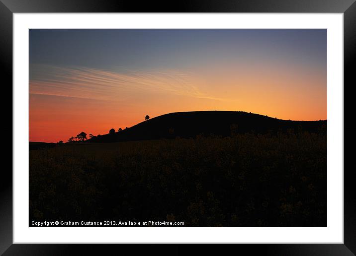 Ivinghoe Beacon Silhouette Framed Mounted Print by Graham Custance
