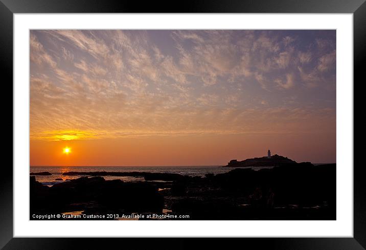 Godrevy Lighthouse, Cornwall Framed Mounted Print by Graham Custance
