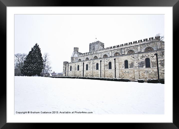 Priory Church in Winter Framed Mounted Print by Graham Custance
