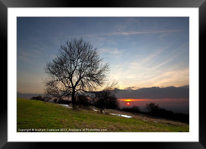 Chilterns Sunset Framed Mounted Print by Graham Custance