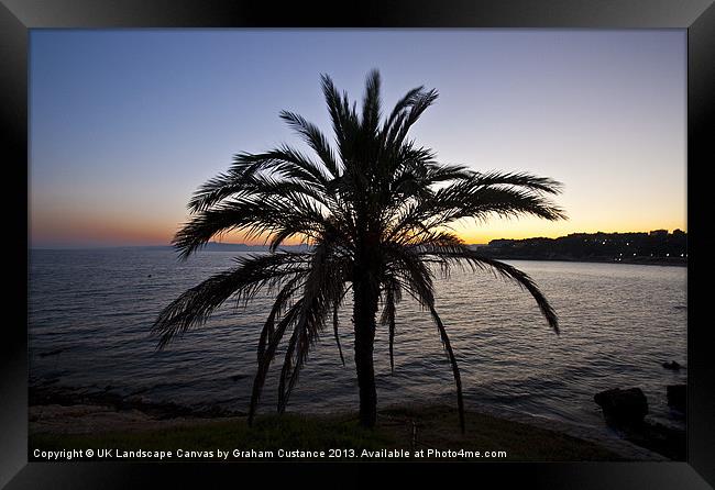 Palm Tree Sunset Framed Print by Graham Custance