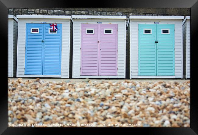 Lyme Regis Beach Huts Framed Print by Graham Custance