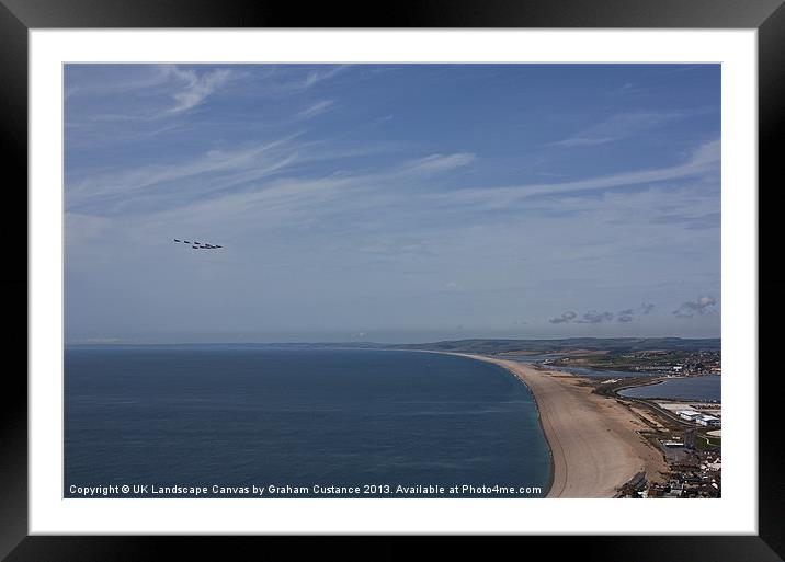 Red Arrows over Chesil Beach Framed Mounted Print by Graham Custance