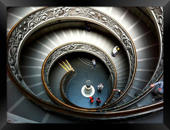 Vatican Spiral Staircase Framed Print by Graham Custance