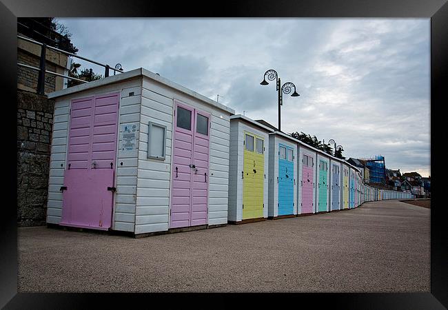 Lyme Regis Beach Huts Framed Print by Graham Custance
