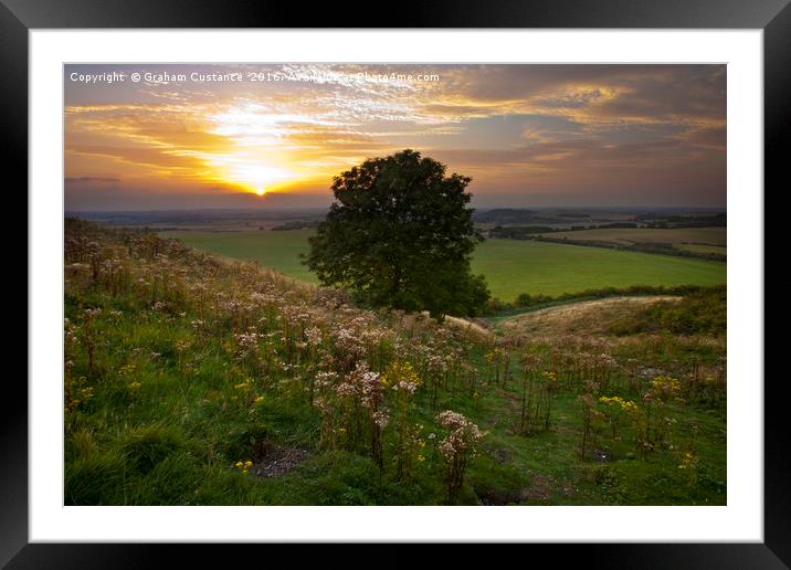 Dunstable Downs Sunset Framed Mounted Print by Graham Custance