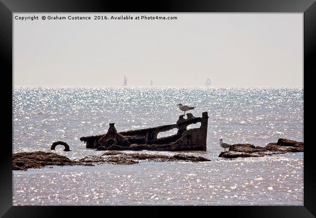 Compton Bay Shipwreck Framed Print by Graham Custance