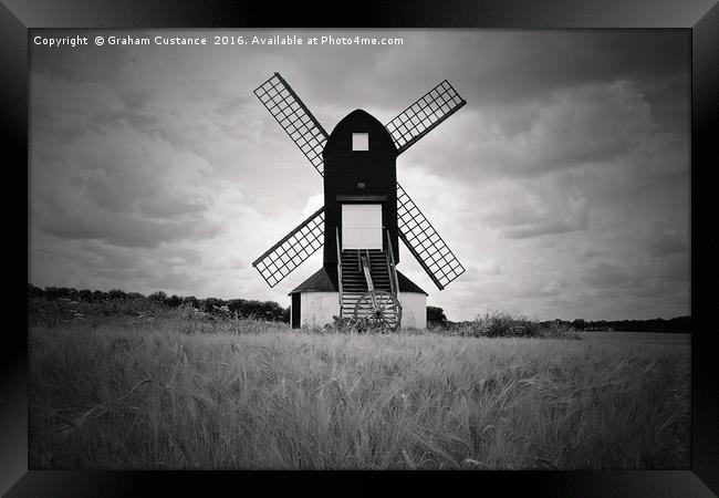Windmill ~ Black & White Framed Print by Graham Custance