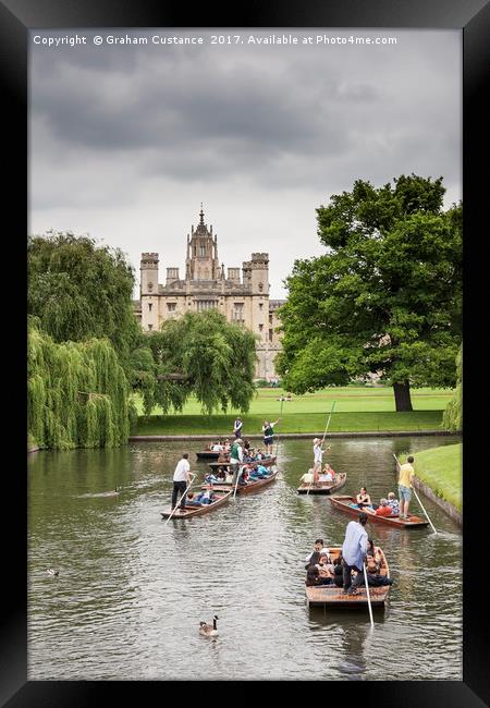 Cambridge Punting Framed Print by Graham Custance