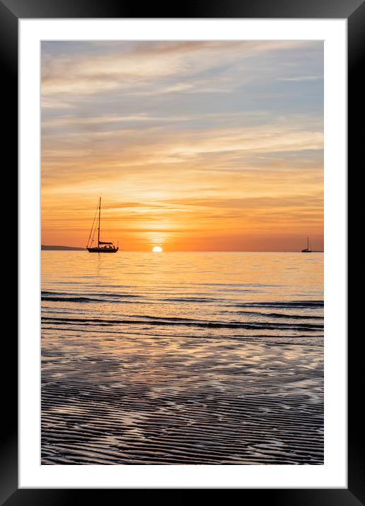 Isle of Wight Sunset Framed Mounted Print by Graham Custance