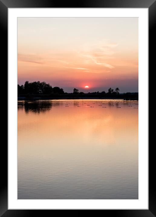 Tring Reservoir Sunset Framed Mounted Print by Graham Custance