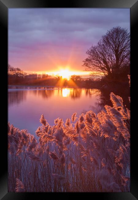 Reservoir Sunset Framed Print by Graham Custance