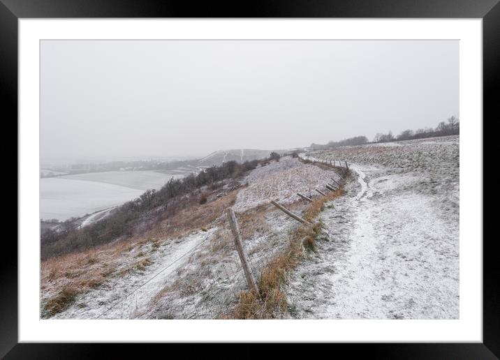 Dunstable Downs in Winter Framed Mounted Print by Graham Custance