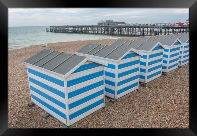 The Charming Hastings Beach Huts Framed Print by Graham Custance