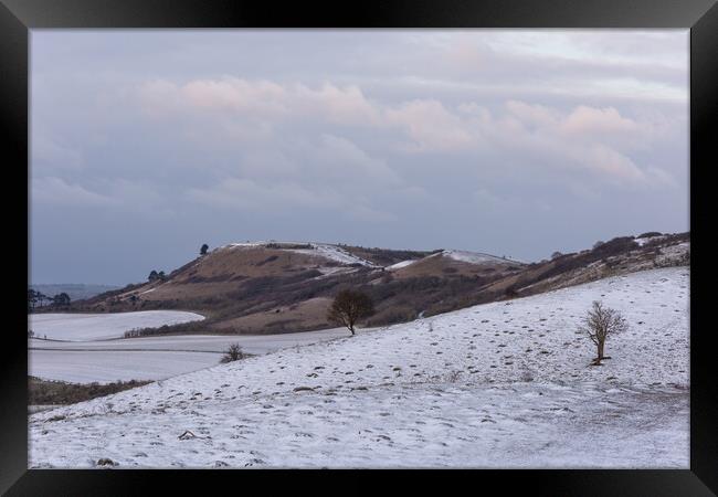 Ivinghoe Beacon in Winter Framed Print by Graham Custance