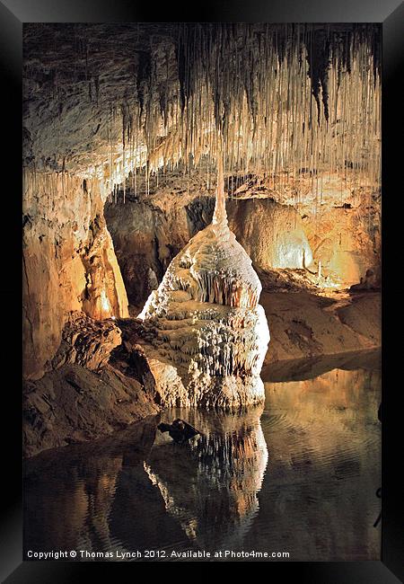 French water Cave Stalagmite Framed Print by Thomas Lynch