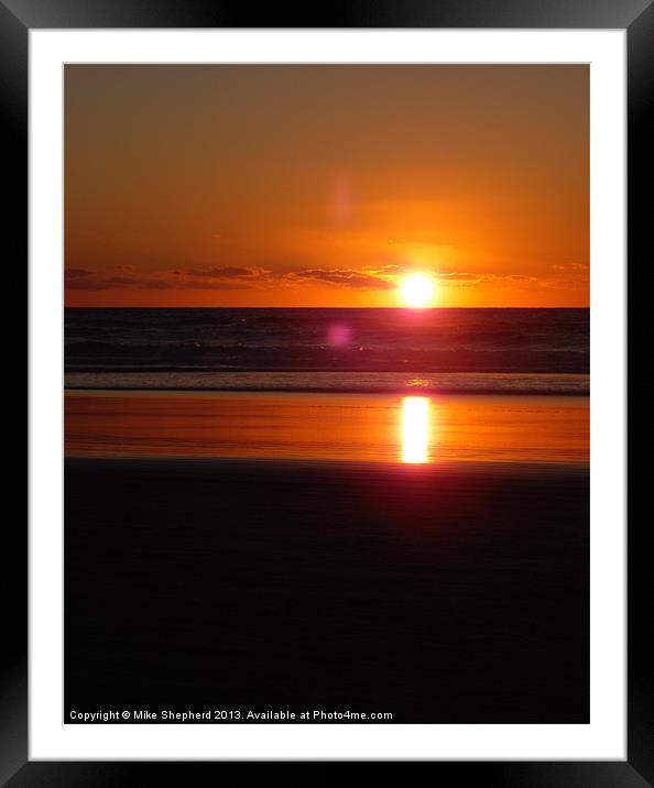 Sunrise Through A Lens. Framed Mounted Print by Mike Shepherd
