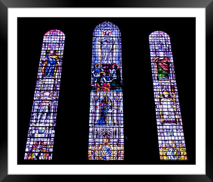Stained glass of Wells Cathedral Framed Mounted Print by Philip Belfield