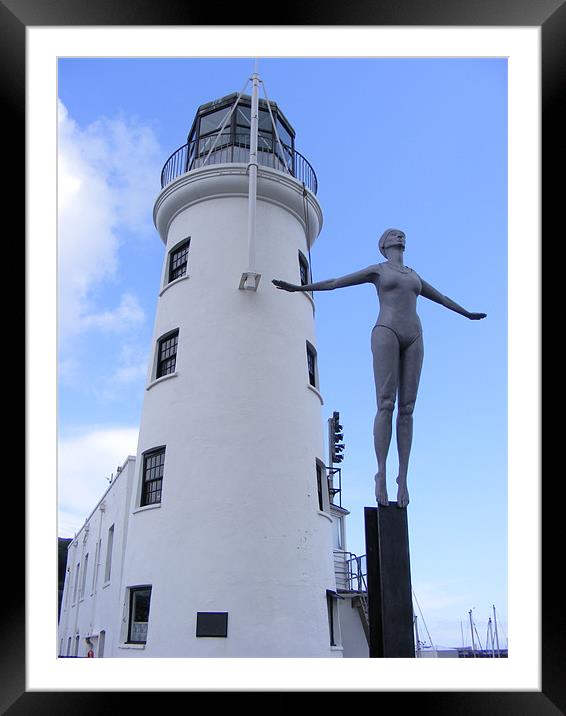 Scarborough Lighthouse and the Diving Belle Framed Mounted Print by Shoshan Photography 