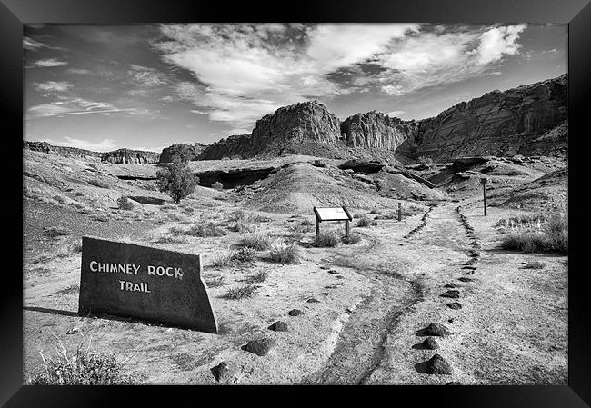 Chimney Rock Trail Framed Print by simon  davies