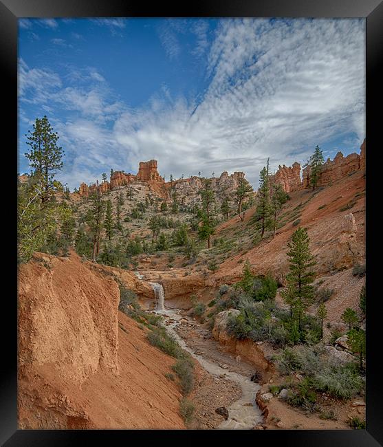 Mossy cave trail water fall Framed Print by simon  davies