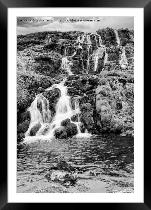 Brides Veil Falls monochrome Framed Mounted Print by Graham Moore