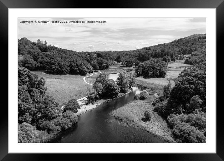 River Brathay at Elterwater monochrome Framed Mounted Print by Graham Moore