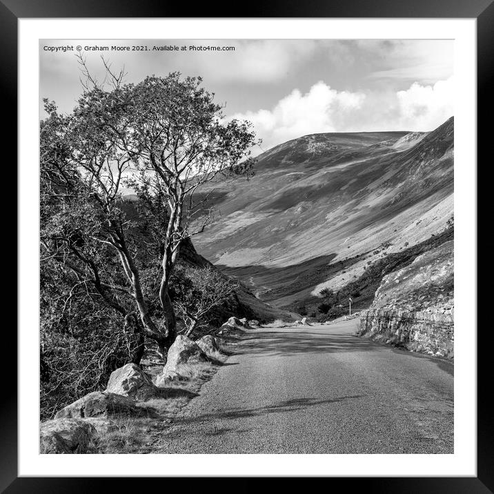 Honister Pass monochrome Framed Mounted Print by Graham Moore