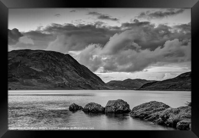 Crummock Water monochrome Framed Print by Graham Moore