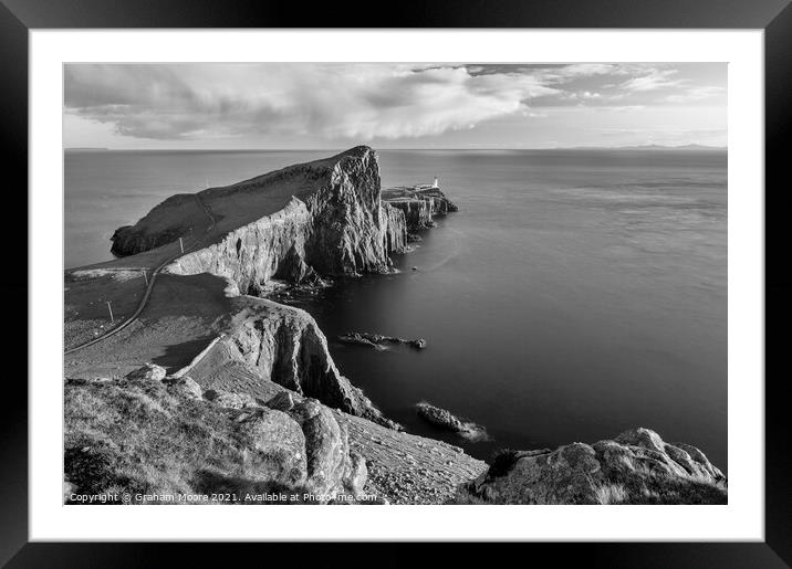 Neist Point Skye long exposure monochrome Framed Mounted Print by Graham Moore