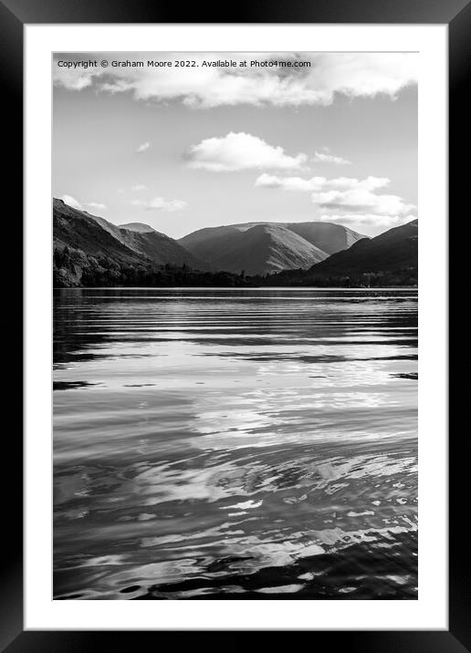 Ripples on Ullswater monochrome Framed Mounted Print by Graham Moore