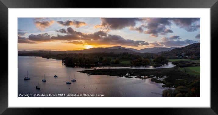 Windermere sunset panorama Framed Mounted Print by Graham Moore