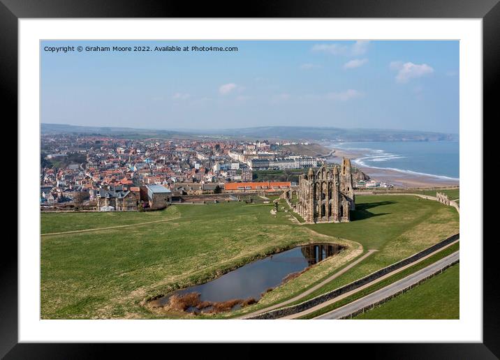 Whitby Abbey and town Framed Mounted Print by Graham Moore