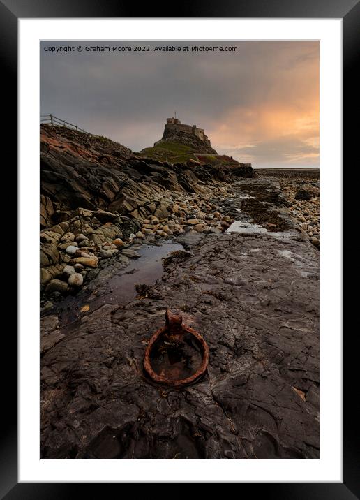 simulated sunrise at lindisfarne castle Framed Mounted Print by Graham Moore