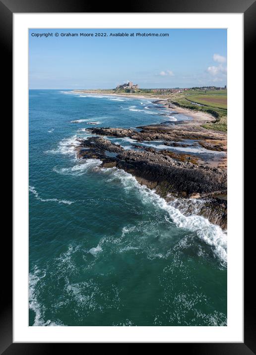 Bamburgh Castle from Harkness Rocks elevated Framed Mounted Print by Graham Moore