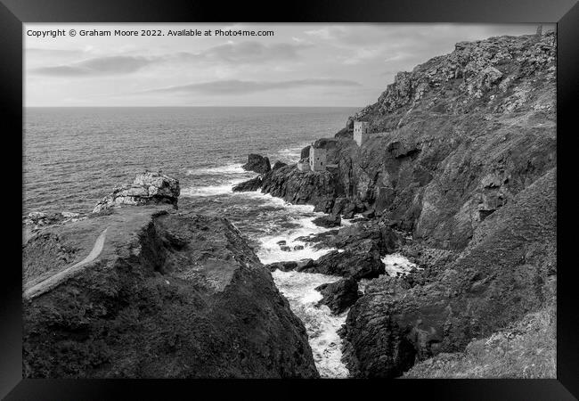 Crown Mines Botallack monochrome Framed Print by Graham Moore