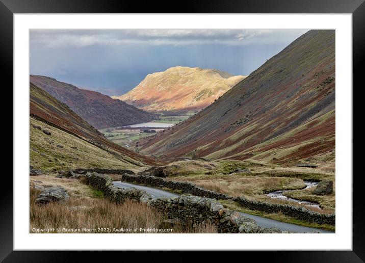 Kirkstone Pass looking north Framed Mounted Print by Graham Moore