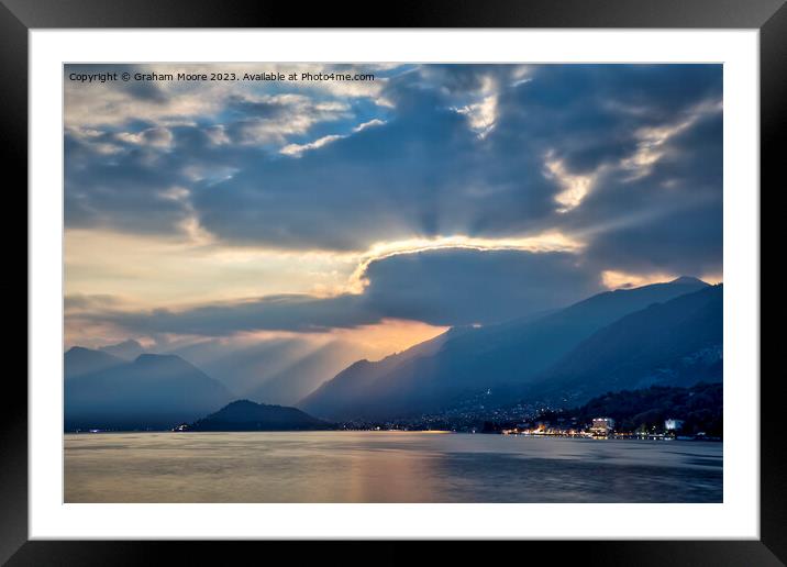Lake Como late eveninng Framed Mounted Print by Graham Moore