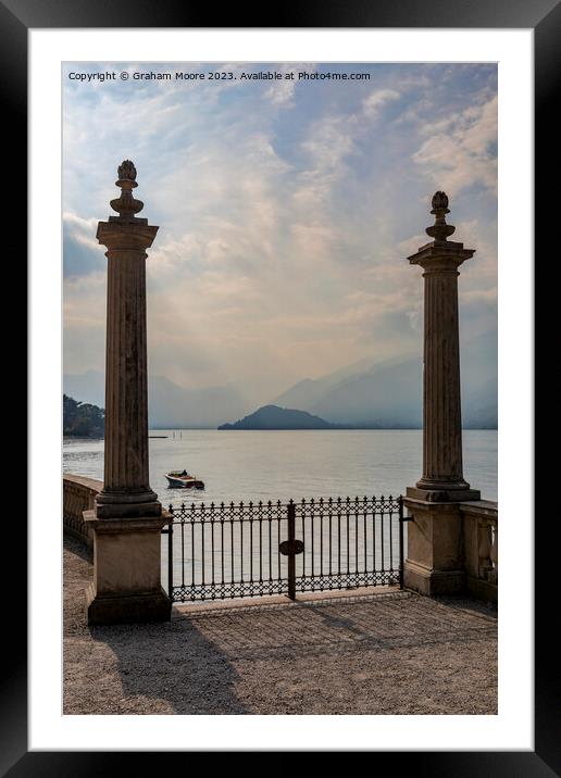Lake Como terrace at sunset Framed Mounted Print by Graham Moore