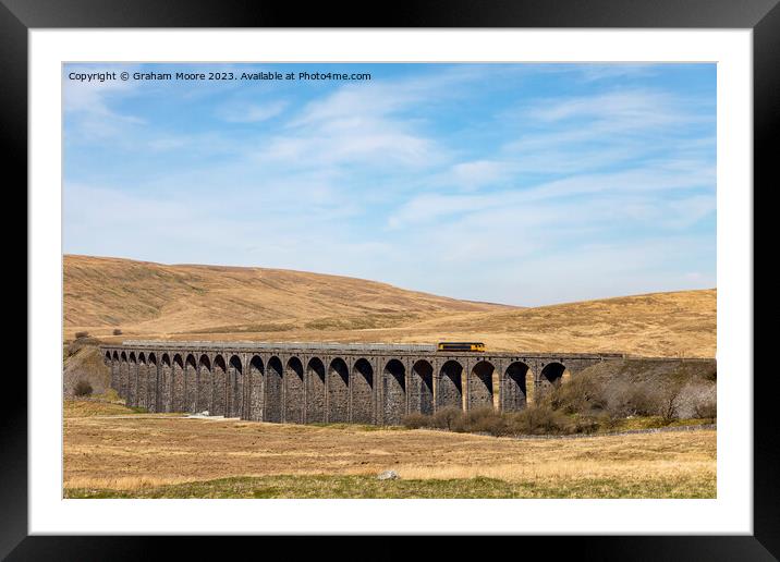Goods train crossing Ribblehead Viaduct Framed Mounted Print by Graham Moore
