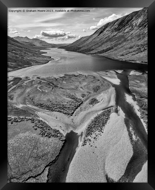 Loch Etive from the north end monochrome Framed Print by Graham Moore