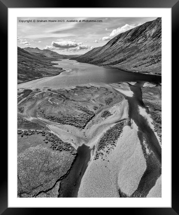 Loch Etive from the north end monochrome Framed Mounted Print by Graham Moore