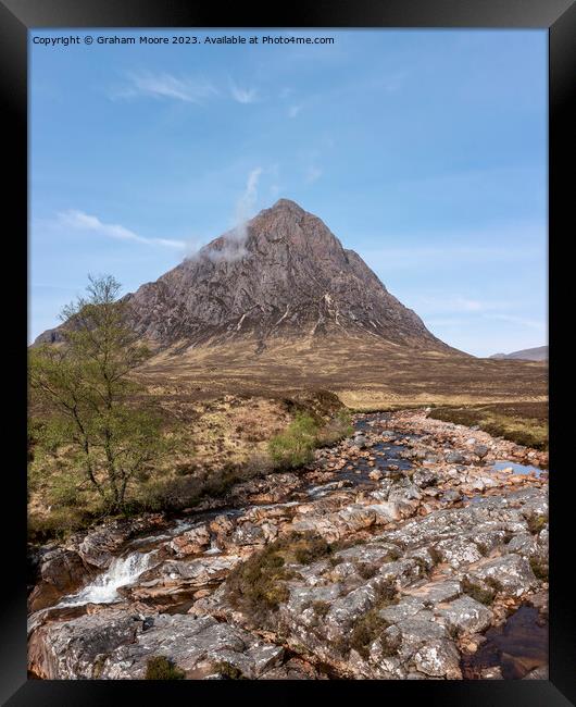 Buachaille Etive Mor and falls Framed Print by Graham Moore