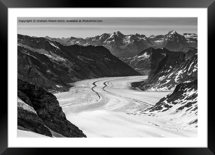 Aletsch Glacier monochrome Framed Mounted Print by Graham Moore