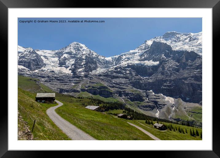 Monch Jungfrau and Jungfraujoch Framed Mounted Print by Graham Moore