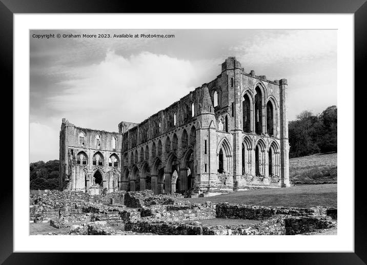 Rievaulx Abbey monochrome Framed Mounted Print by Graham Moore